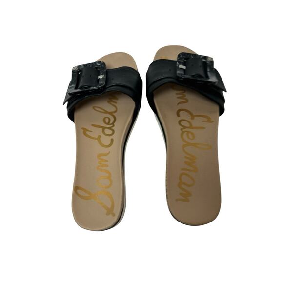 Sam Edelman Ariane Black Slip On Slides W/ Buckle 6.5 Preppy Coastal Classy - Picture 3 of 8